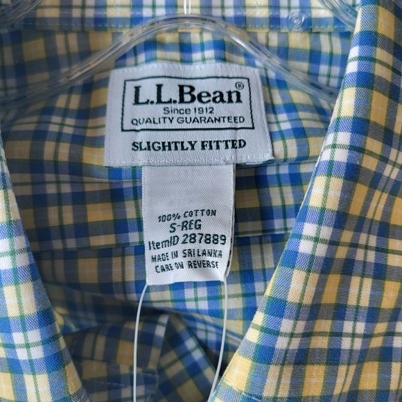 LL Beak Wrinkle Free Blue and Yellow Men's Button Up Dress Shirt Size S NWT - Picture 6 of 12